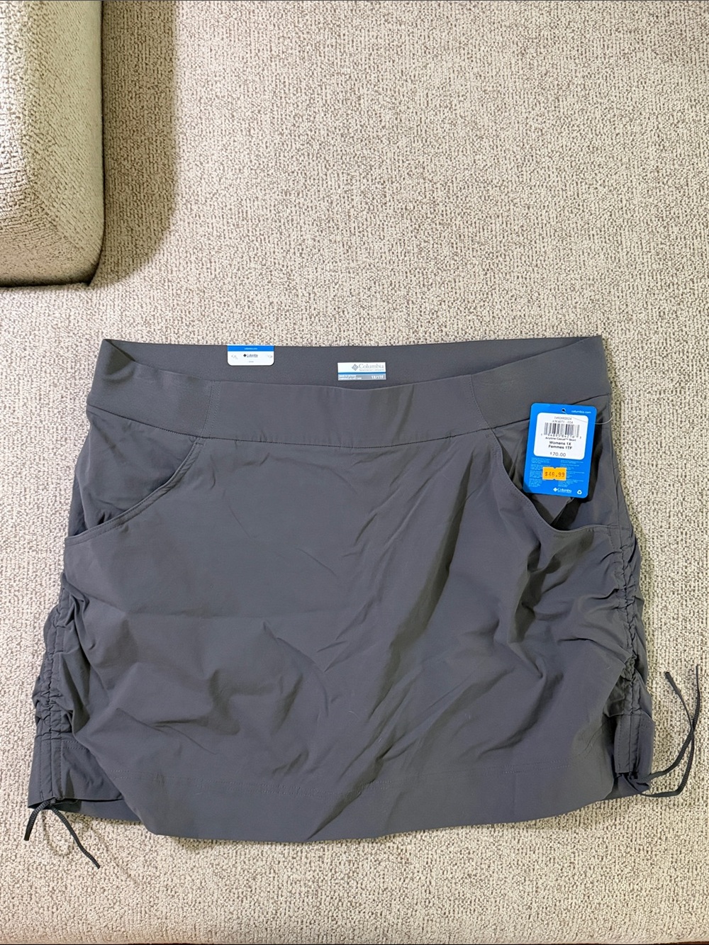 Columbia Gray Performance Skort with Side Drawstrings